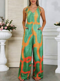 Floral Print Sleeveless Wide-Leg Jumpsuit