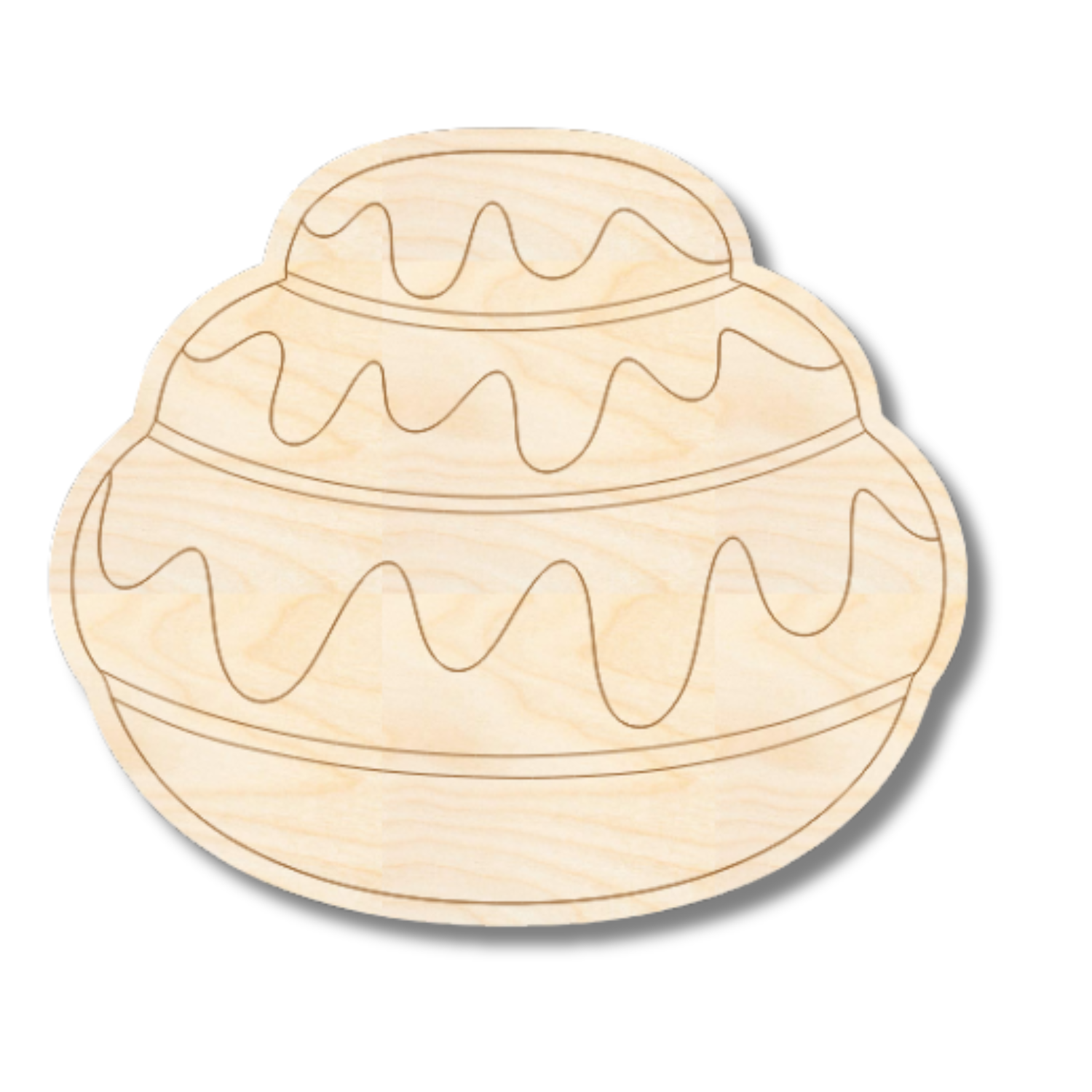 Unfinished Wood Etched Cinnnamon Bun Shape | Paint By Line Crafts | up to 30" DIY