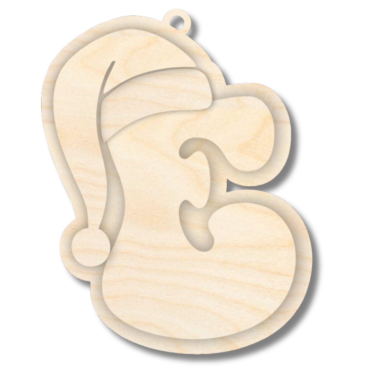 Unfinished Wood Layered Letter Santa Hat Tags | A-Z | 4 Piece | 6" Tall | 1/8" Wood | Wood Craft DIY