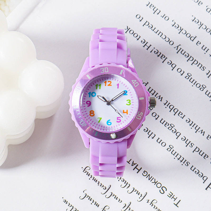 Simple Casual Kids Watches 5bar Waterproof Quartz Wristwatches Kids Clock Analog Watch Waterproof Time Teaching Boys Girls Watch Soft Band Learning Time Wrist Watch