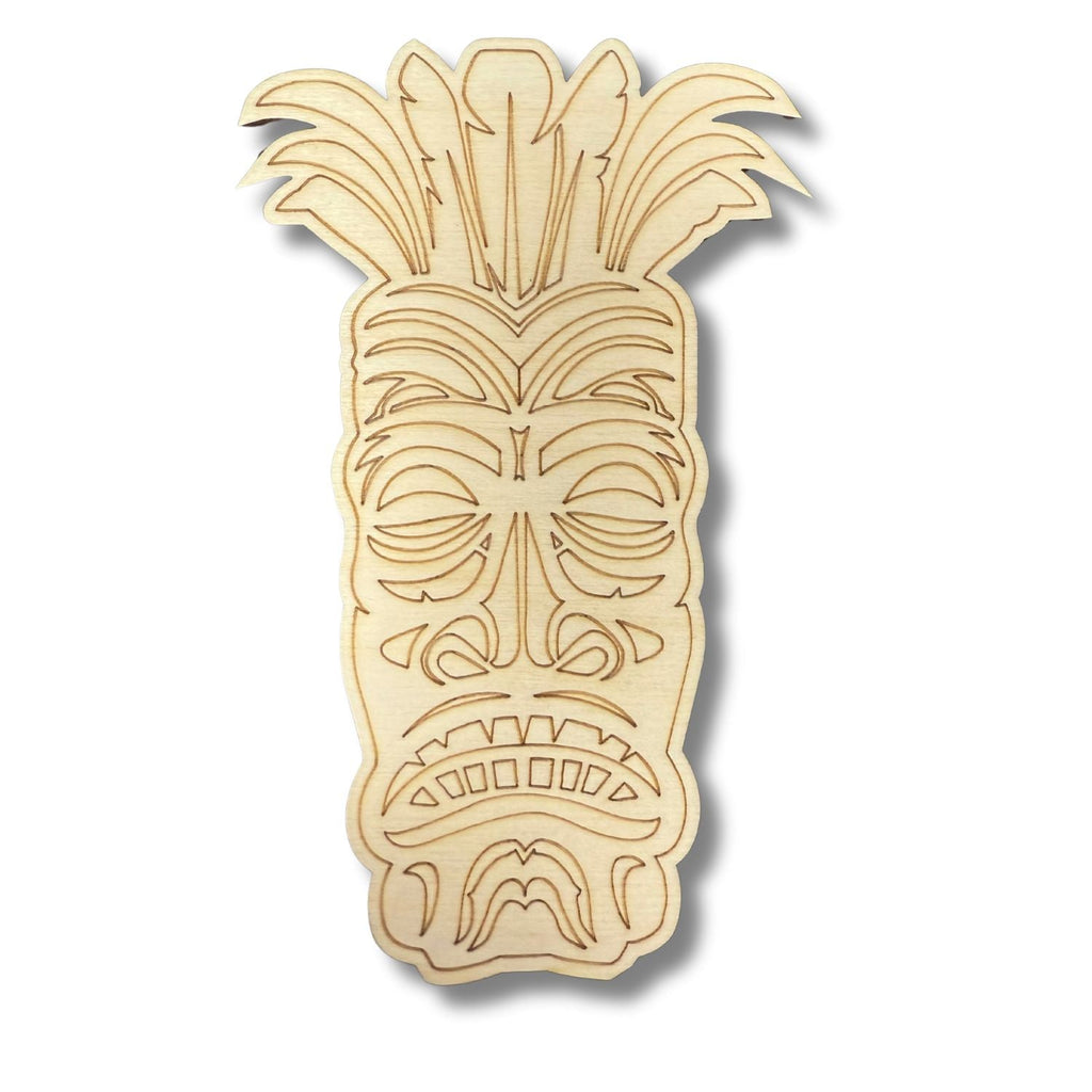 Unfinished Wood Etched Mighty Tiki Shape | Paint By Line Crafts | up to 30" DIY