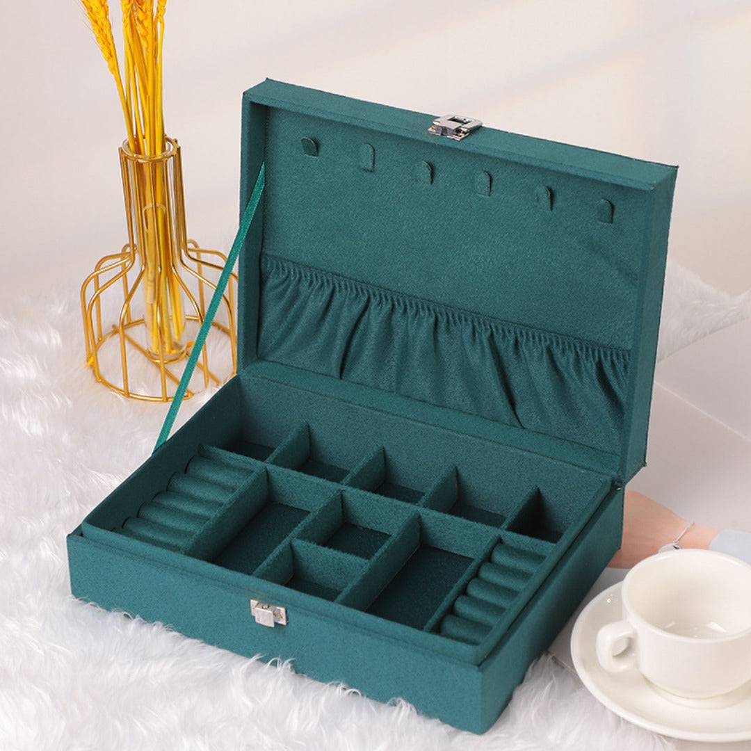 Simple solid color jewelry storage box, large-capacity storage box, classified and sorted multi-layer jewelry box