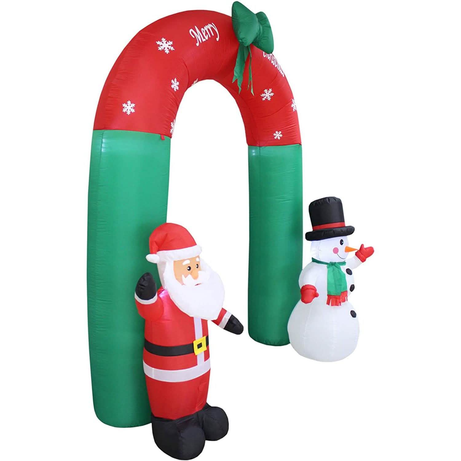 8 Foot Tall Lighted Christmas Inflatable Santa Claus and Snowman Archway