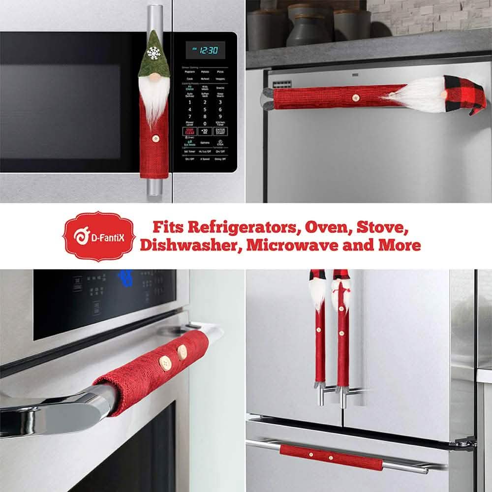 8-Piece: Gnome Christmas Refrigerator Handle Covers Set