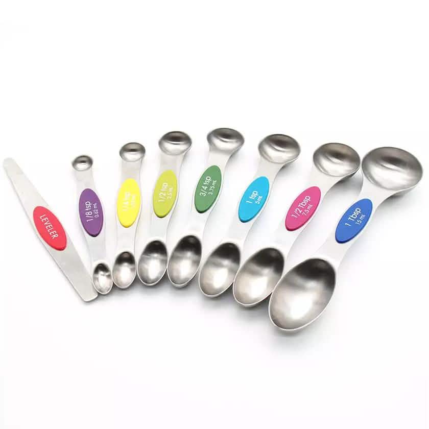 8-Piece: Stainless Steel Magnetic Measuring Spoons Set