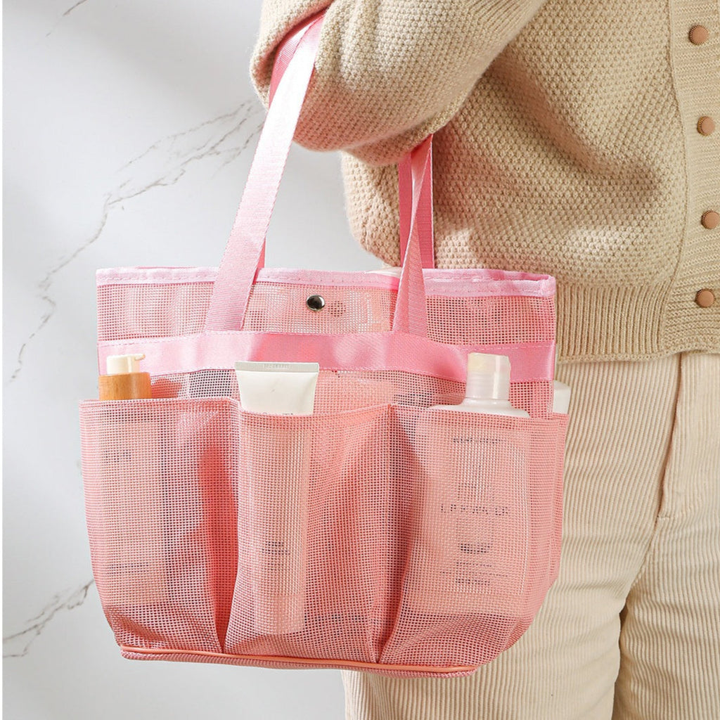 Mesh bath bag, mesh pocket tote swimming wash bag, men's bath towel bath bag, large storage bag