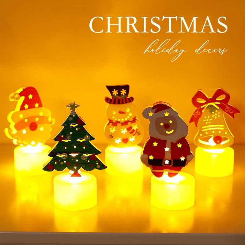LED Electronic Candle Light Christmas Tree Santa Claus Snowman Creative Candle Night Light Decorative Ornament