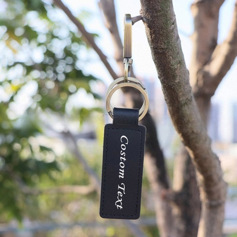Custom Keychain, Personalized keychains, Real Leather Key Chain Holder Engrave Name Text, Customized Gifts for Men Women