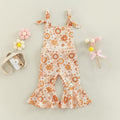 Girls' Floral Print Bell-bottom Pants Jumpsuit
