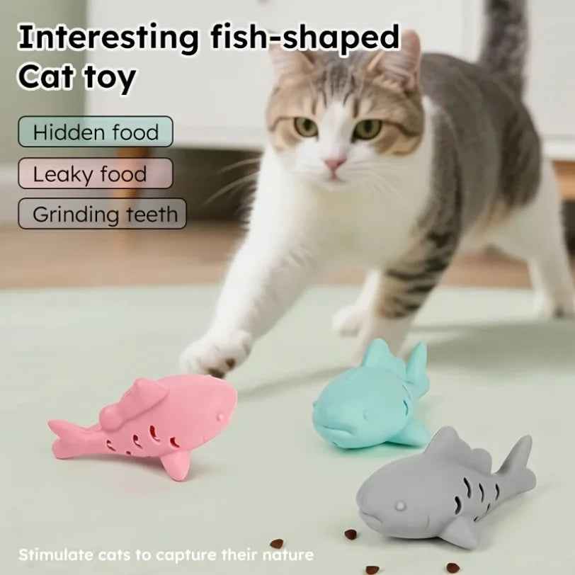 Silicone fish young cat pet teasing cat gnawing and hiding food