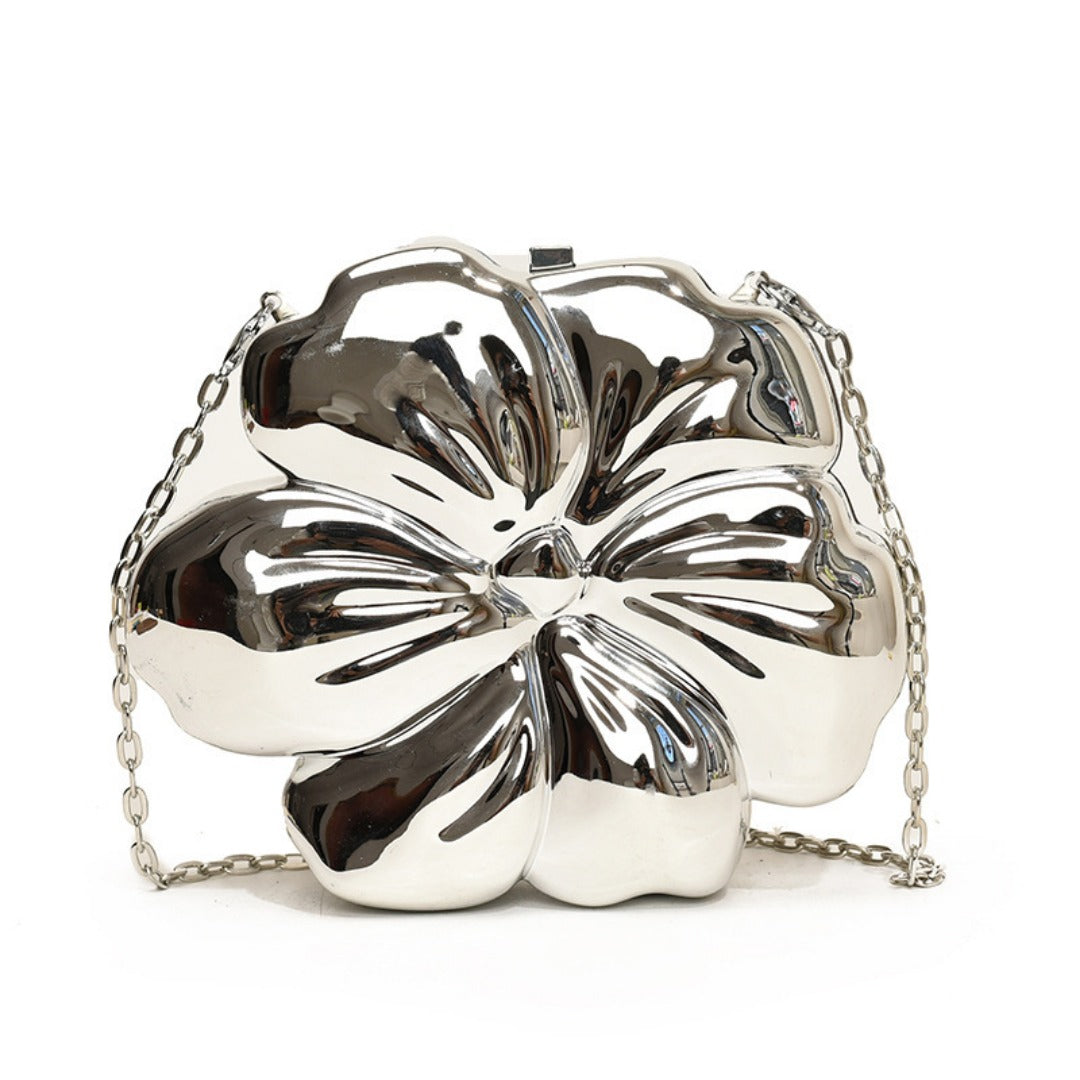Elegant Flower Gold Acrylic Bag – Mini Dinner Bag & Prom Bag for Weddings, Parties, and Evenings
