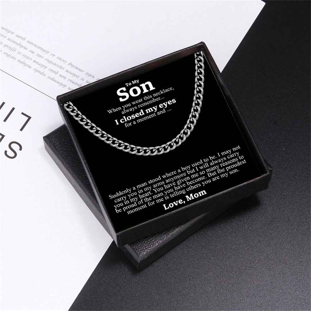 Stainless Steel Necklace Men Titanium Cuban Chain Polished Round Hip Hop Fashion Jewelry