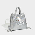 Versatile large capacity backpack purse, chain shoulder fashion diamond backpack with tote handle