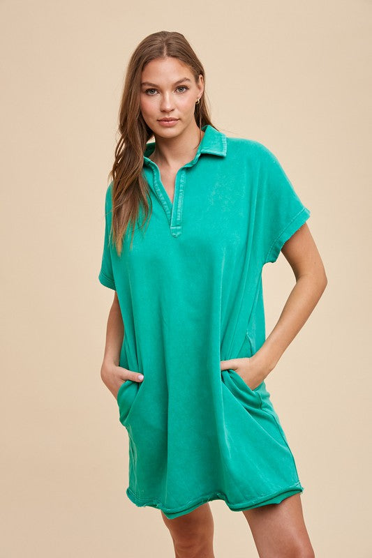 Turquoise Short Sleeve Dress Casual and Comfortable Dress For Women