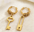 Key & Lock Pendant Earrings Set