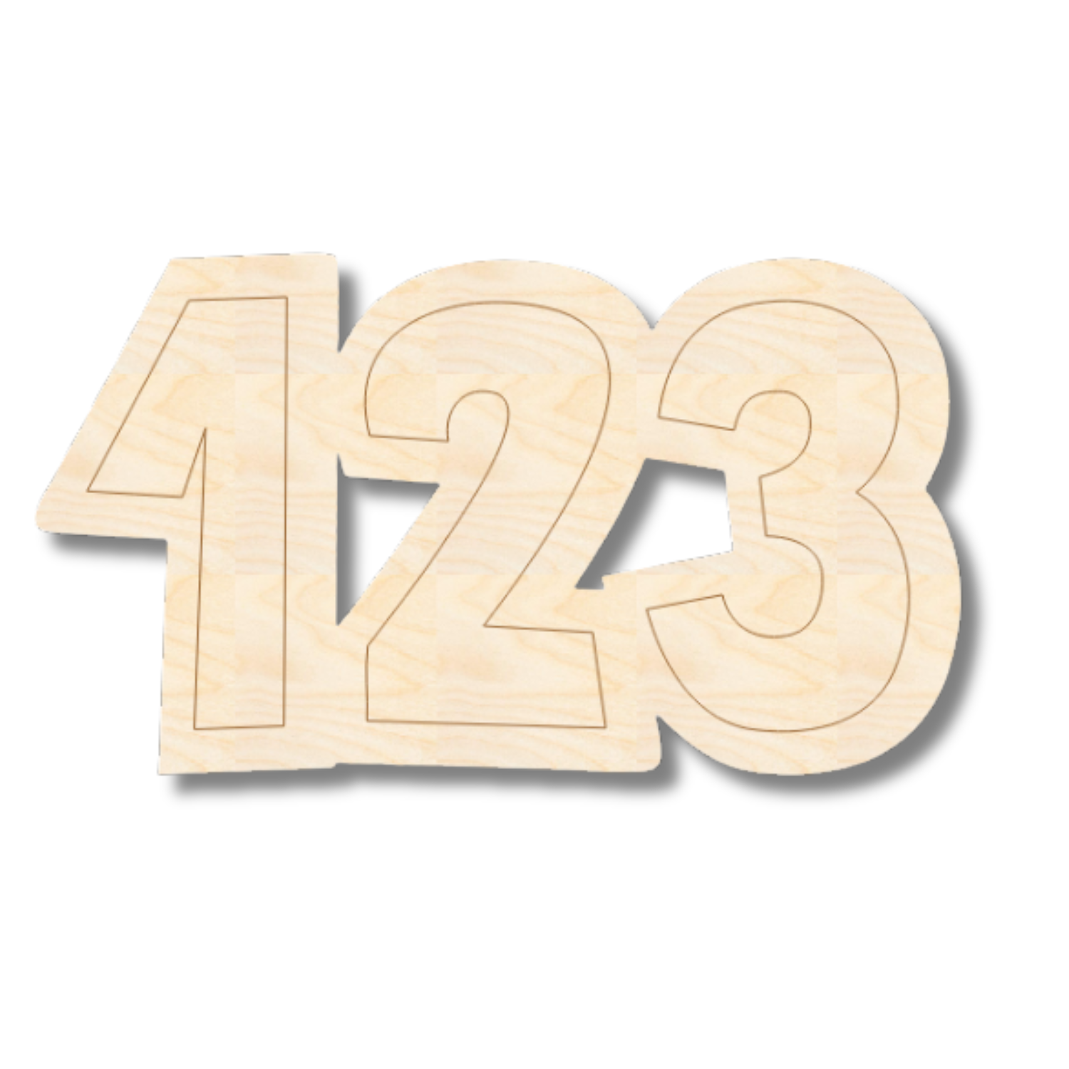 Unfinished Wood Etched 123 Shape | Paint By Line Crafts | up to 30" DIY