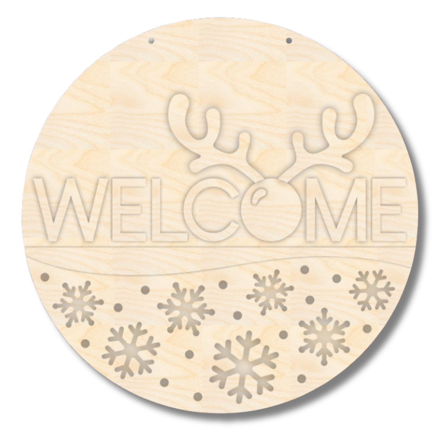 Unfinished Welcome Snowflake Reindeer Door Sign Kit | Wood Craft Cutouts | 1/4" Thick |