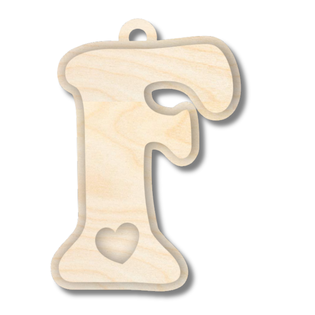 Unfinished Wood Layered Letter Valentines Tags | A-Z | 2 Piece | 6" Tall | 1/8" Wood | Wood Craft DIY