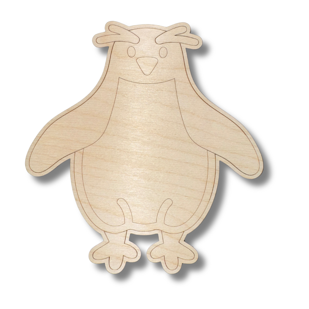 Unfinished Wood Etched Macaroni Penguin Shape | Paint By Line Crafts | up to 30" DIY