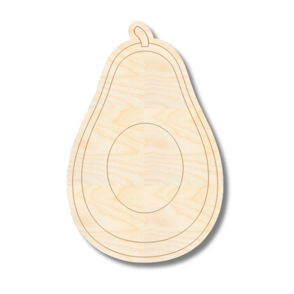 Unfinished Wood Etched Avocado Shape | Paint By Line Crafts | up to 30" DIY
