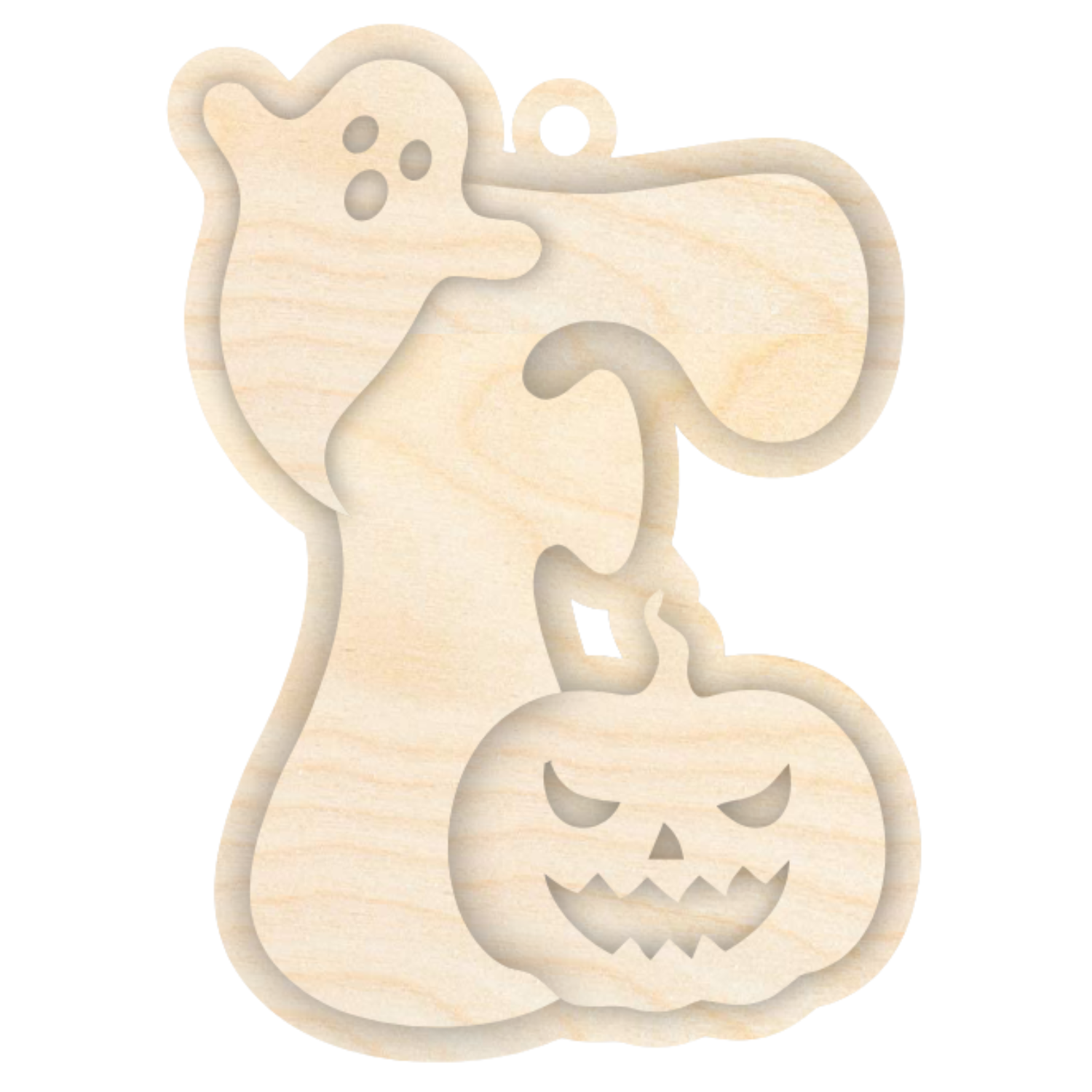 Unfinished Wood Layered Letter Halloween Ghost & Pumpkin Tags | A-Z | 4 Piece | 6" Tall | 1/8" Wood | Wood Craft DIY