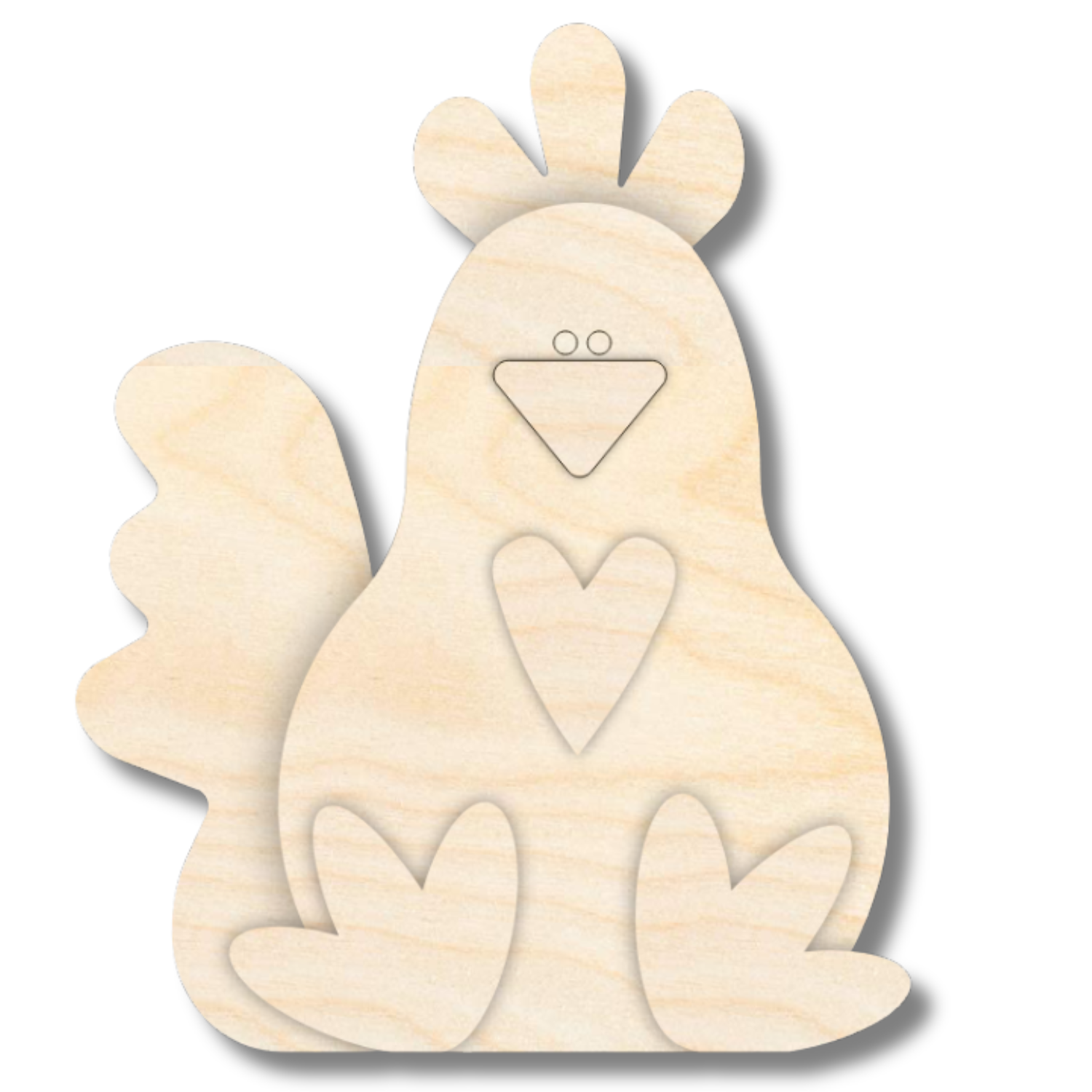 Unfinished Wood Layered and Etched Rooster Shelf Sitter | 6" Tall | 1/4" Wood | Wood Craft DIY