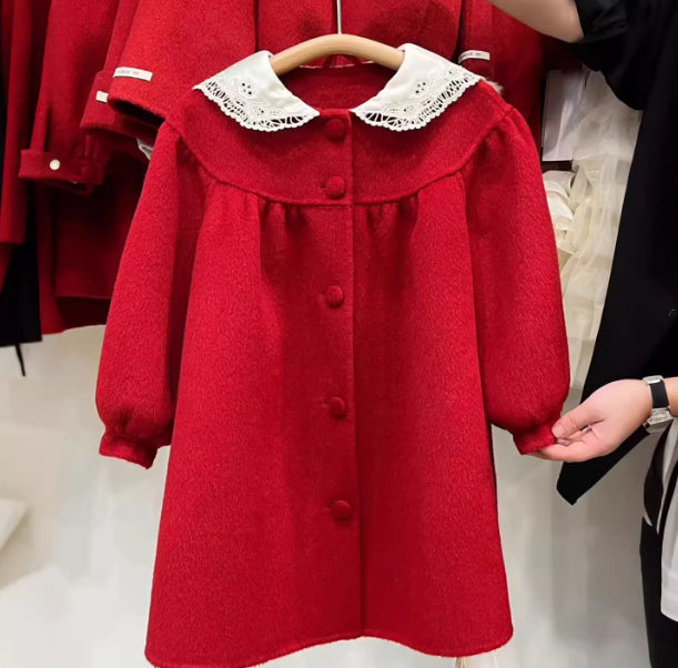 Stylish British-style Warm Wool Coat For Girls