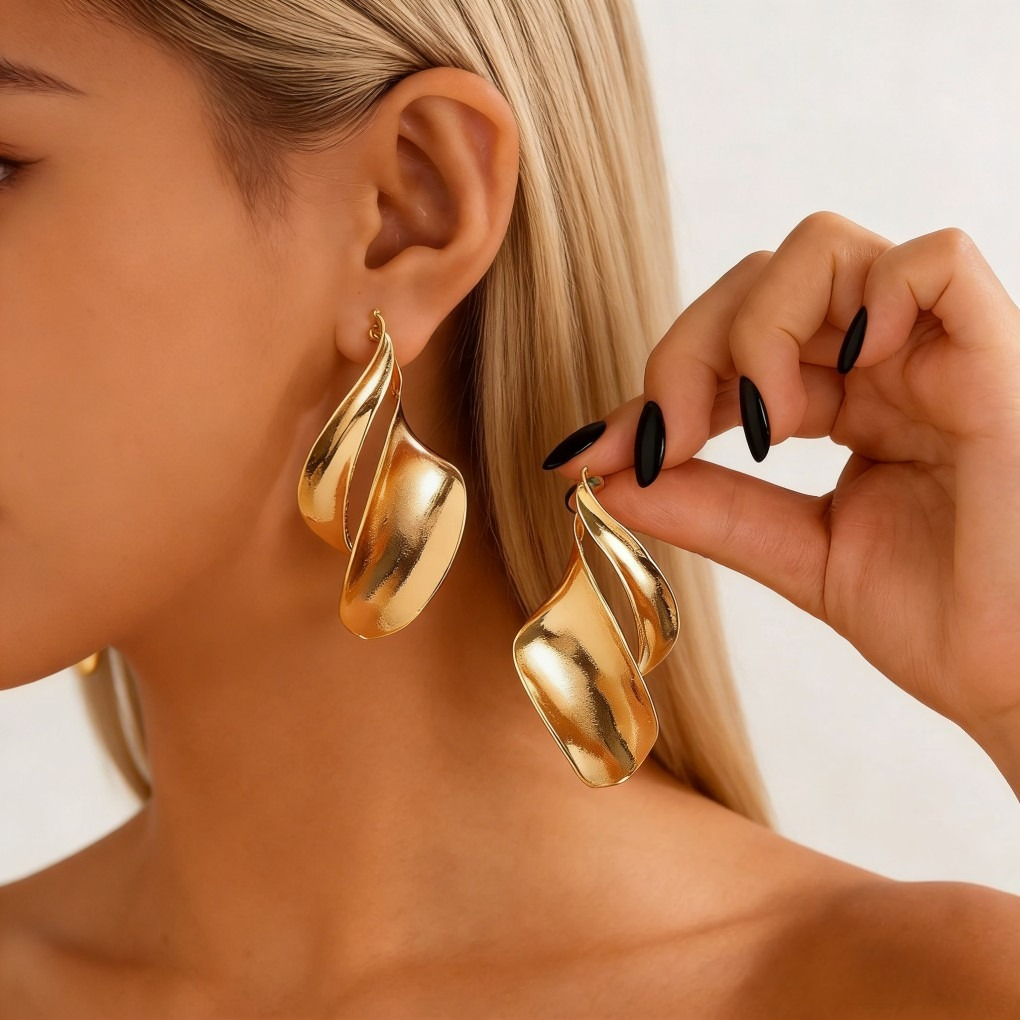 Vintage Textured Wrinkle Geometric Earrings