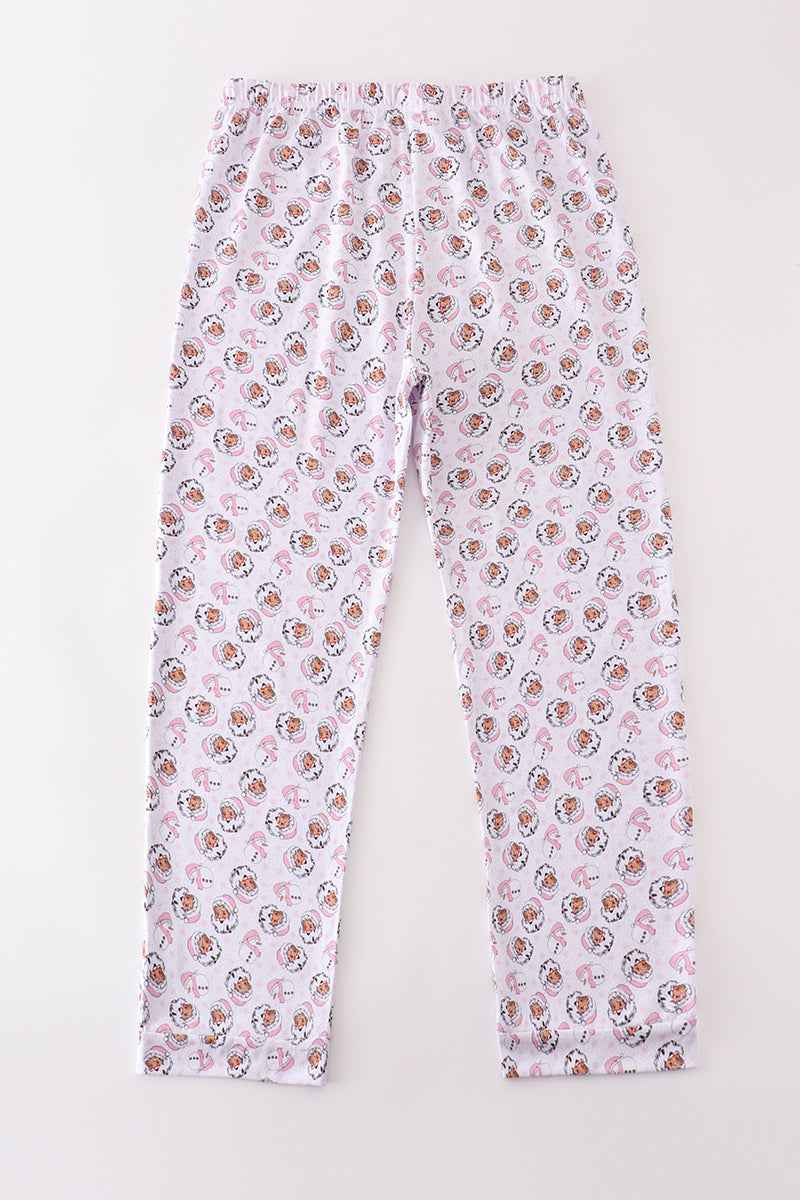 Premium pink christmas santa claus print women pajama pants