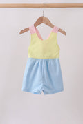 Yellow & blue ruffle bow bubble