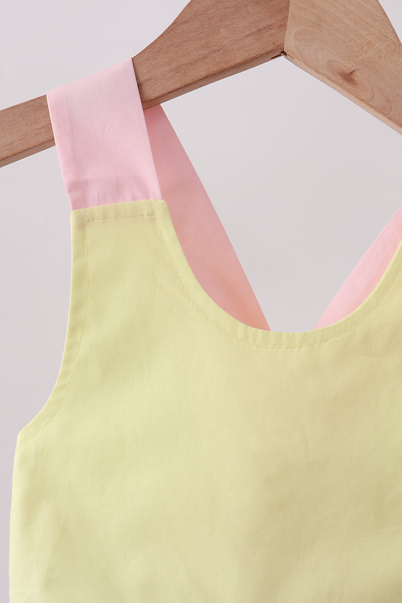 Yellow & blue ruffle bow bubble