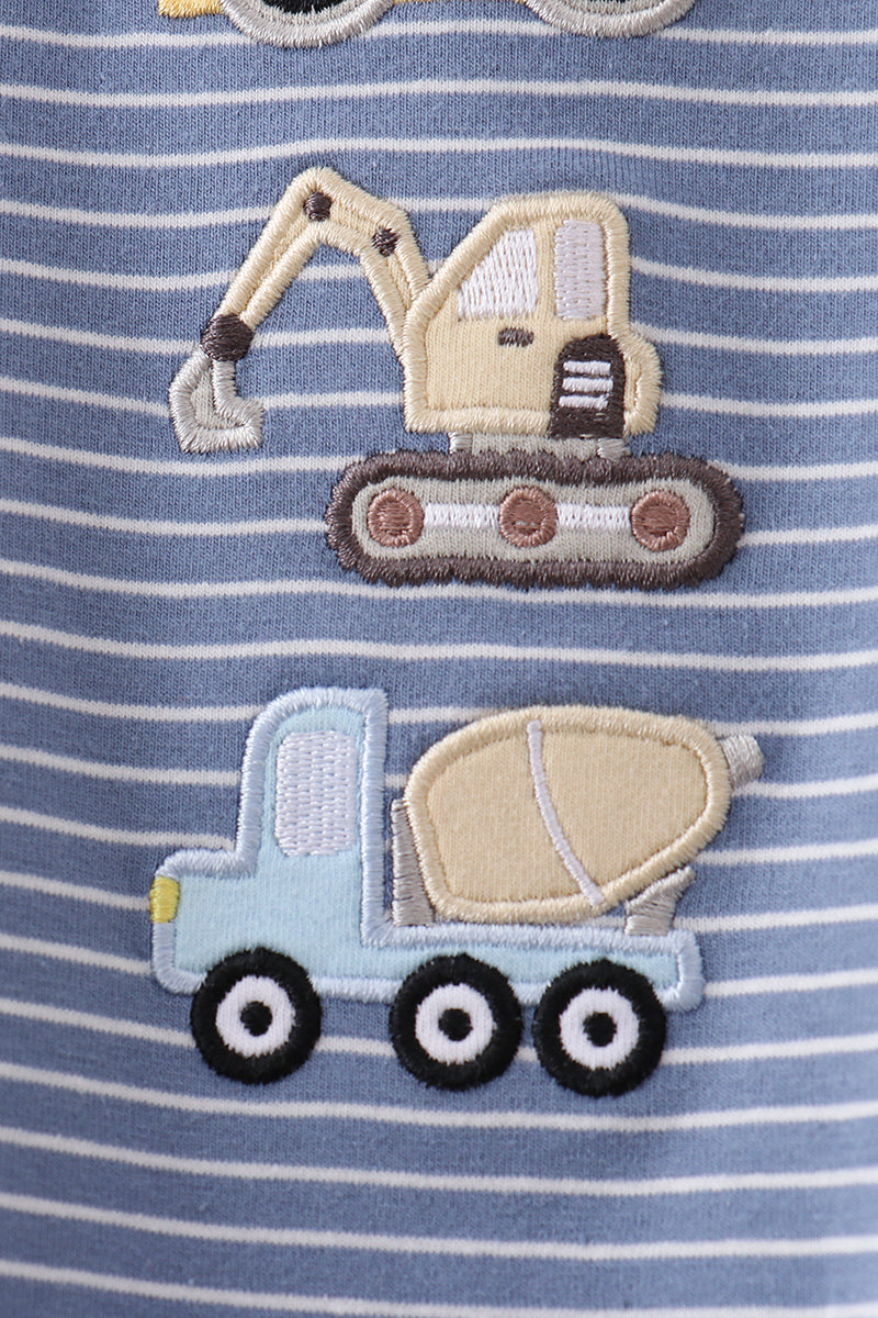 Blue stripe truck embroidery bubble