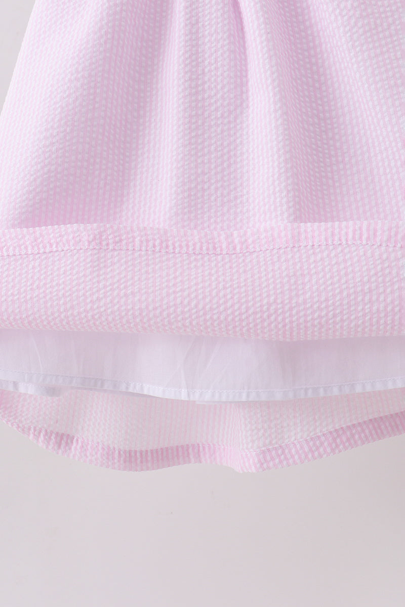 Pink lemon ruffle gingham dress