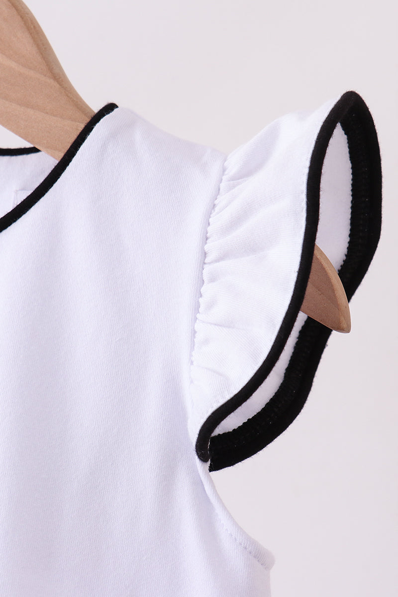 Snow white flutter sleeve scalloped top
