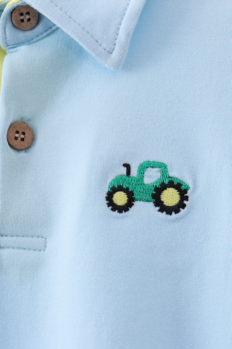 Blue Tractor Embroidered Polo