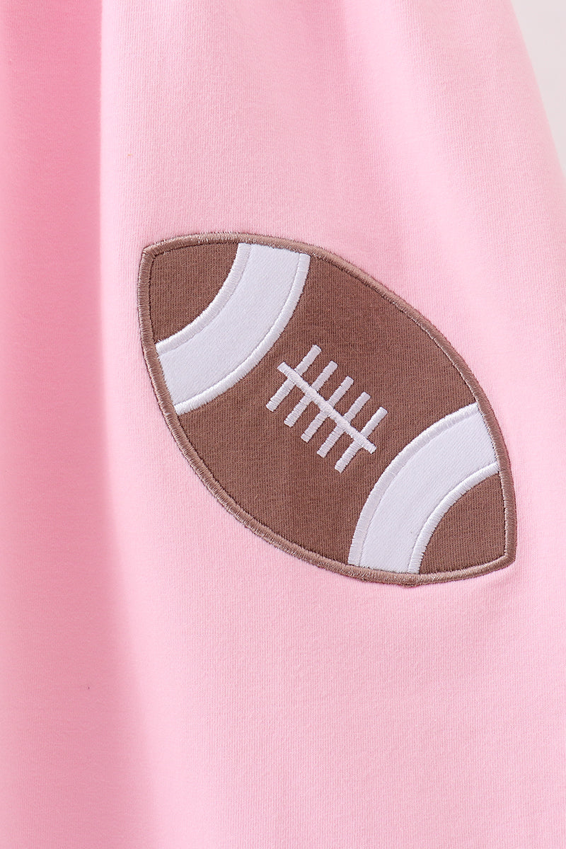 Pink football applique everyone has fun dress
