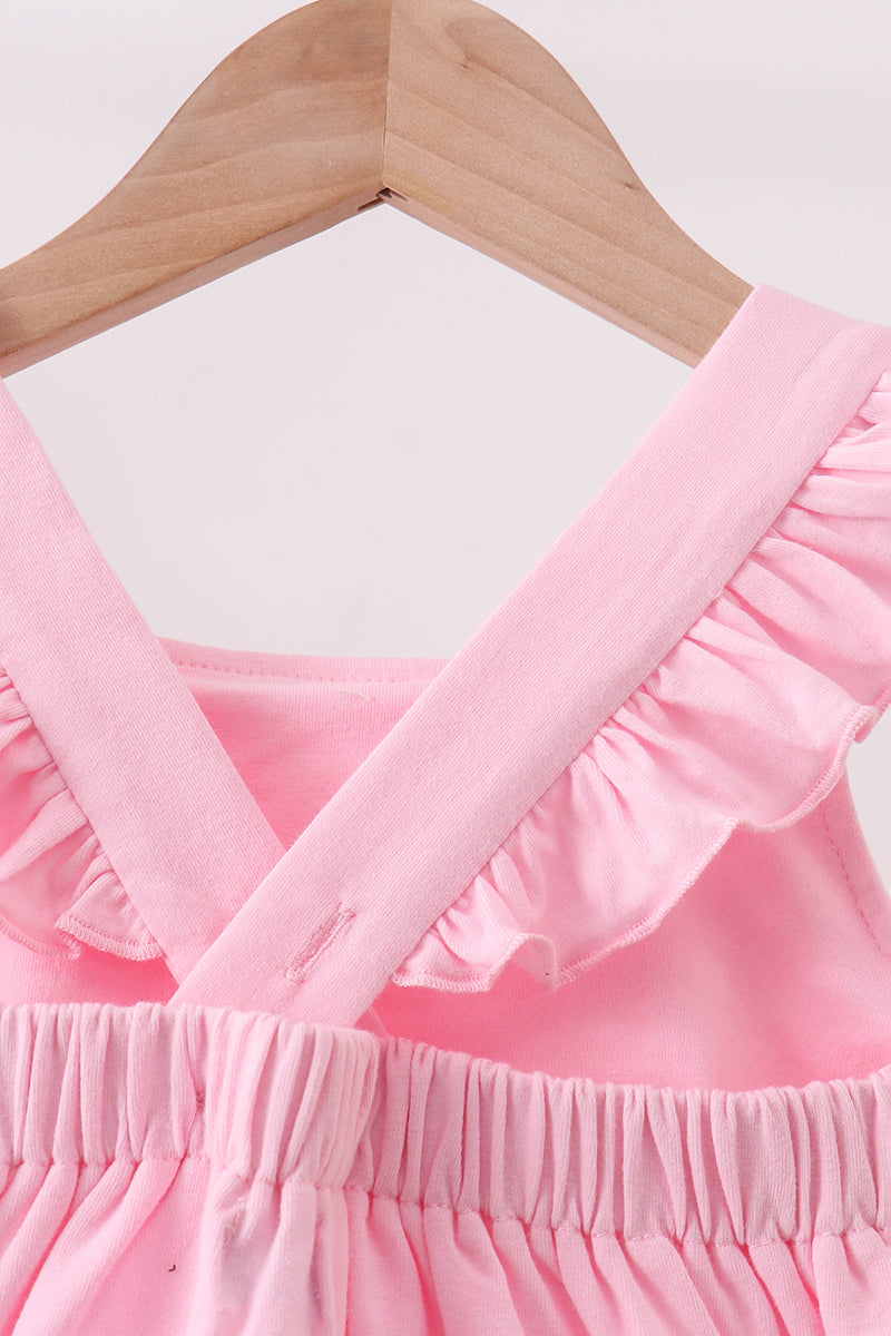 Pink football applique everyone has fun dress