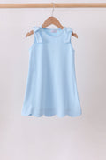 Blue Scalloped Bow Dress