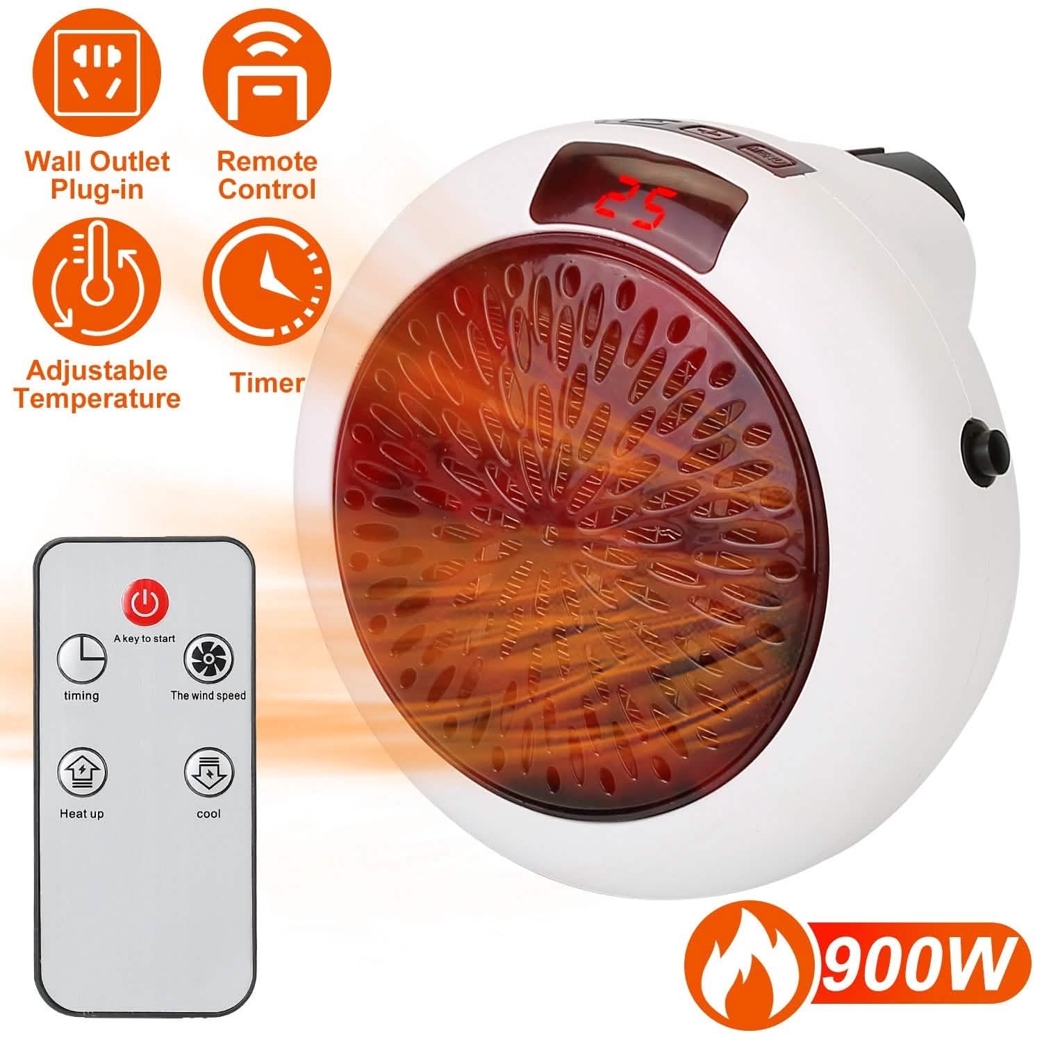 900W Portable Heater Fan with Remote Control