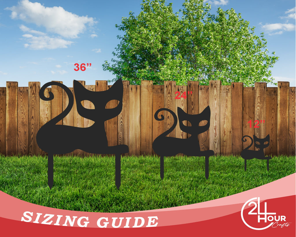 Metal Halloween Cat Garden Stakes | Set of 3 | Up to 46" | Over 20 Color Options