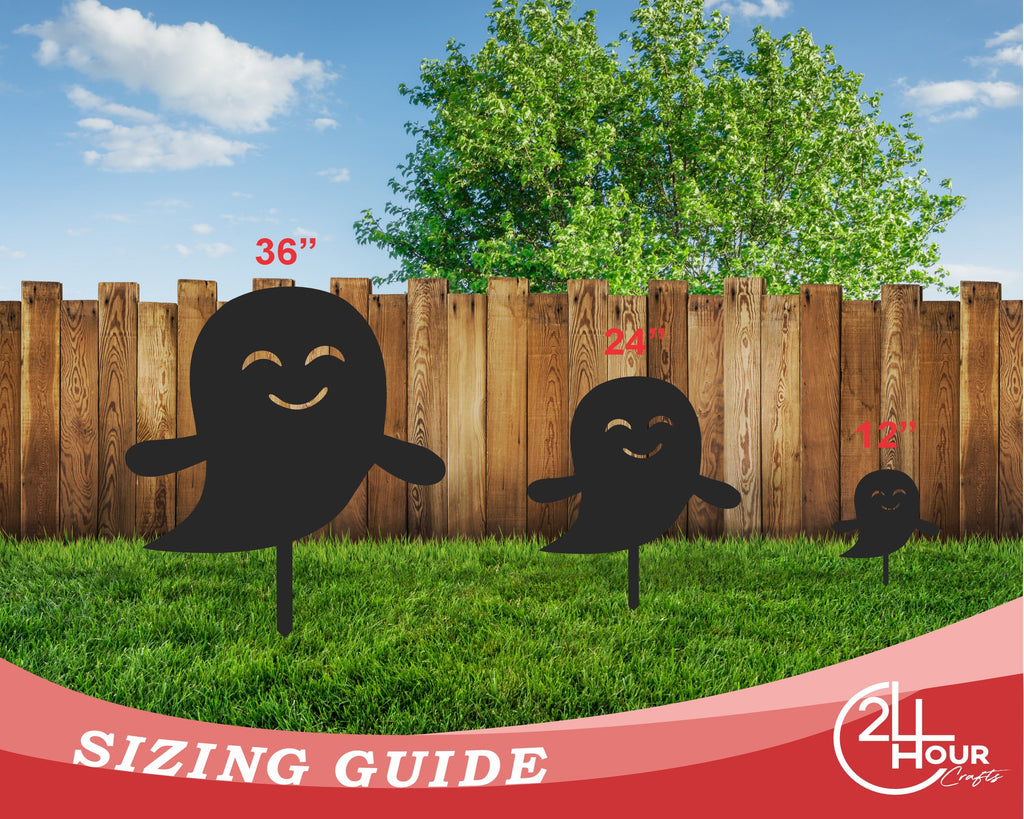 Metal Halloween Ghosts Garden Stakes | Set of 3 | Up to 46" | Over 20 Color Options