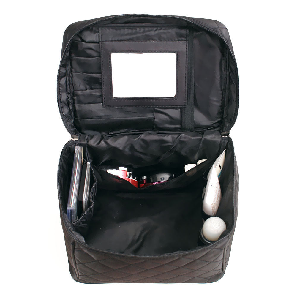Folding mirror cosmetic bag, large capacity multi-functional toilet bag, travel waterproof storage bag,