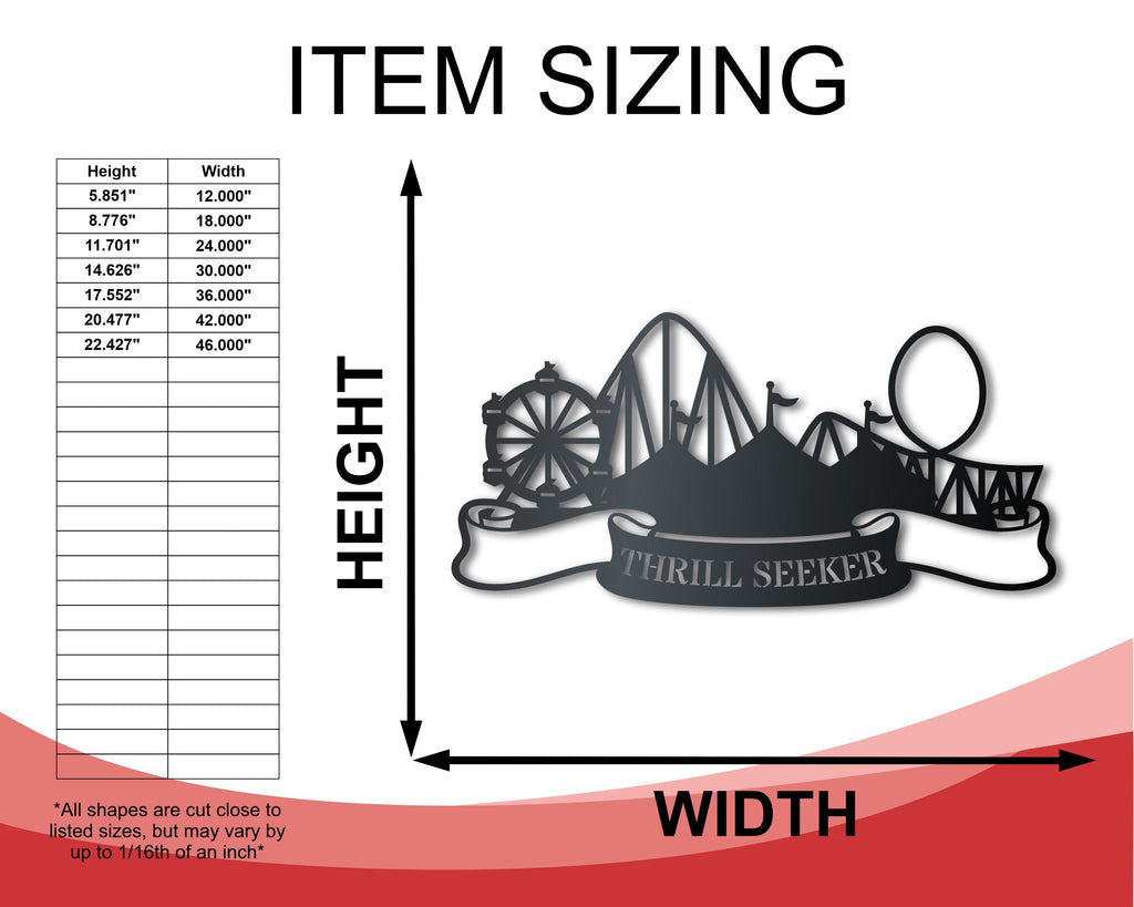 Custom Metal Amusement Park Wall Art | Indoor Outdoor | Up to 46" | Over 20 Color Options