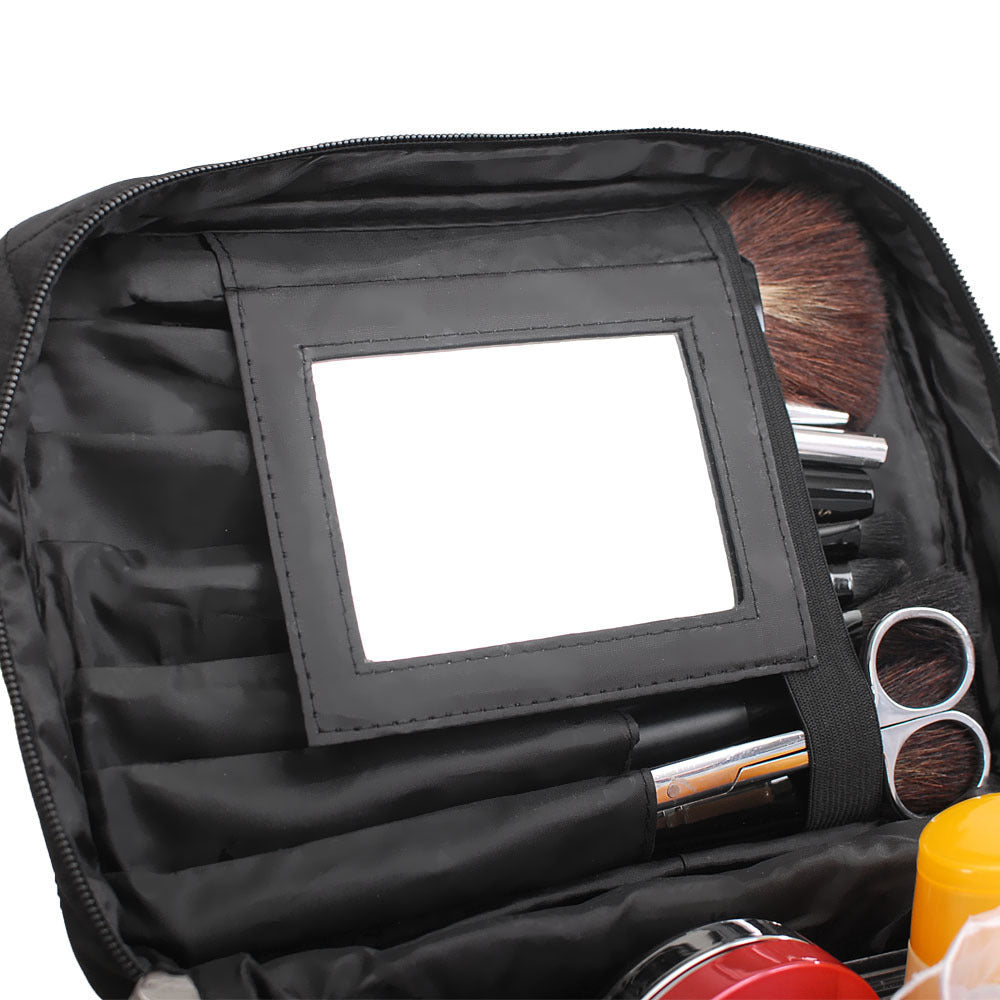 Folding mirror cosmetic bag, large capacity multi-functional toilet bag, travel waterproof storage bag,