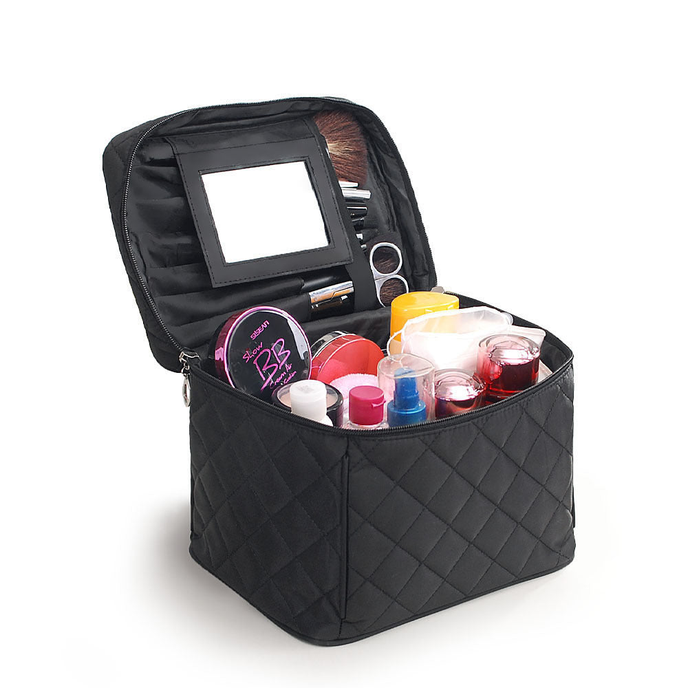 Folding mirror cosmetic bag, large capacity multi-functional toilet bag, travel waterproof storage bag,