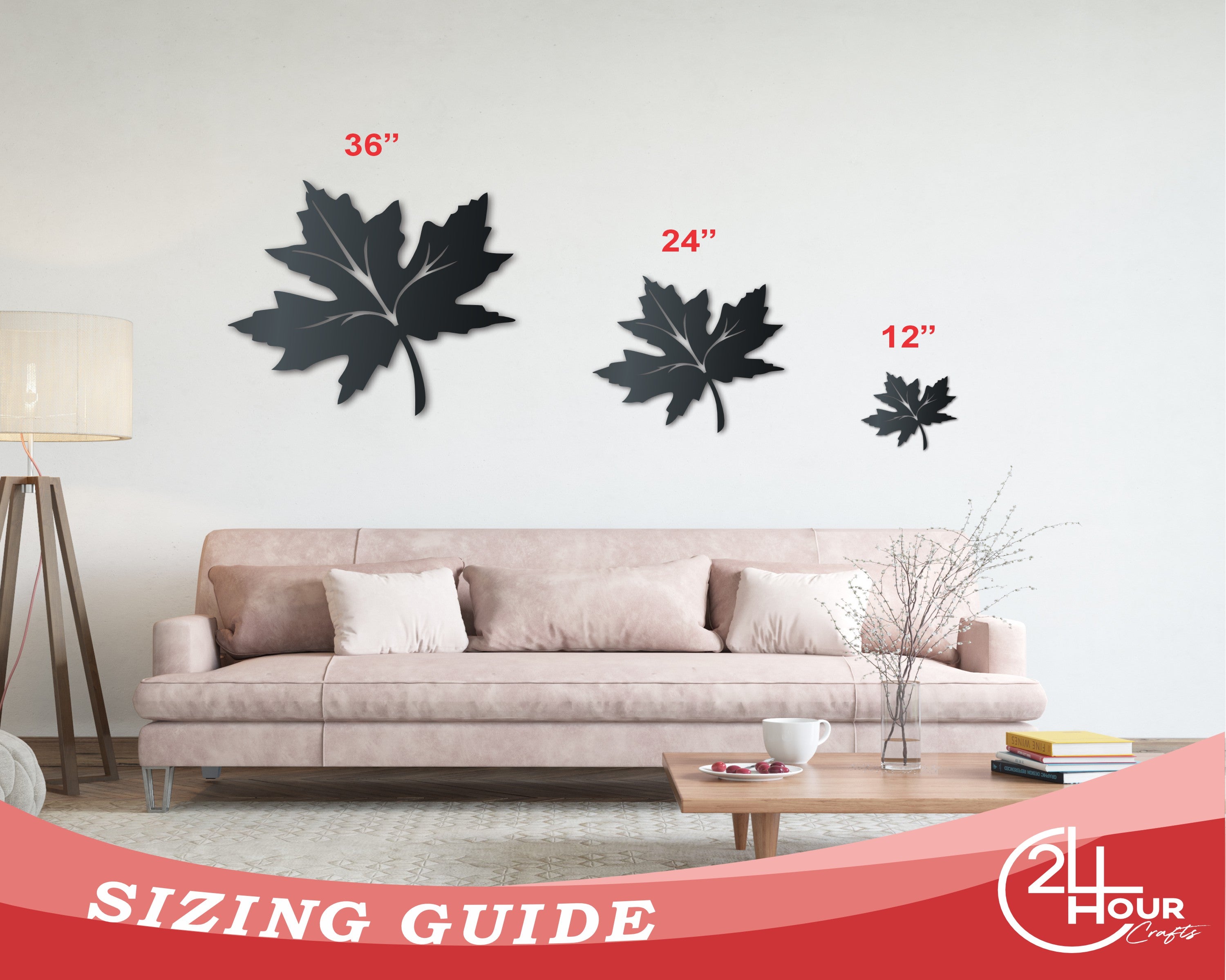 Metal Maple Leaf Wall Art | Indoor Outdoor | Up to 36" | Over 20 Color Options