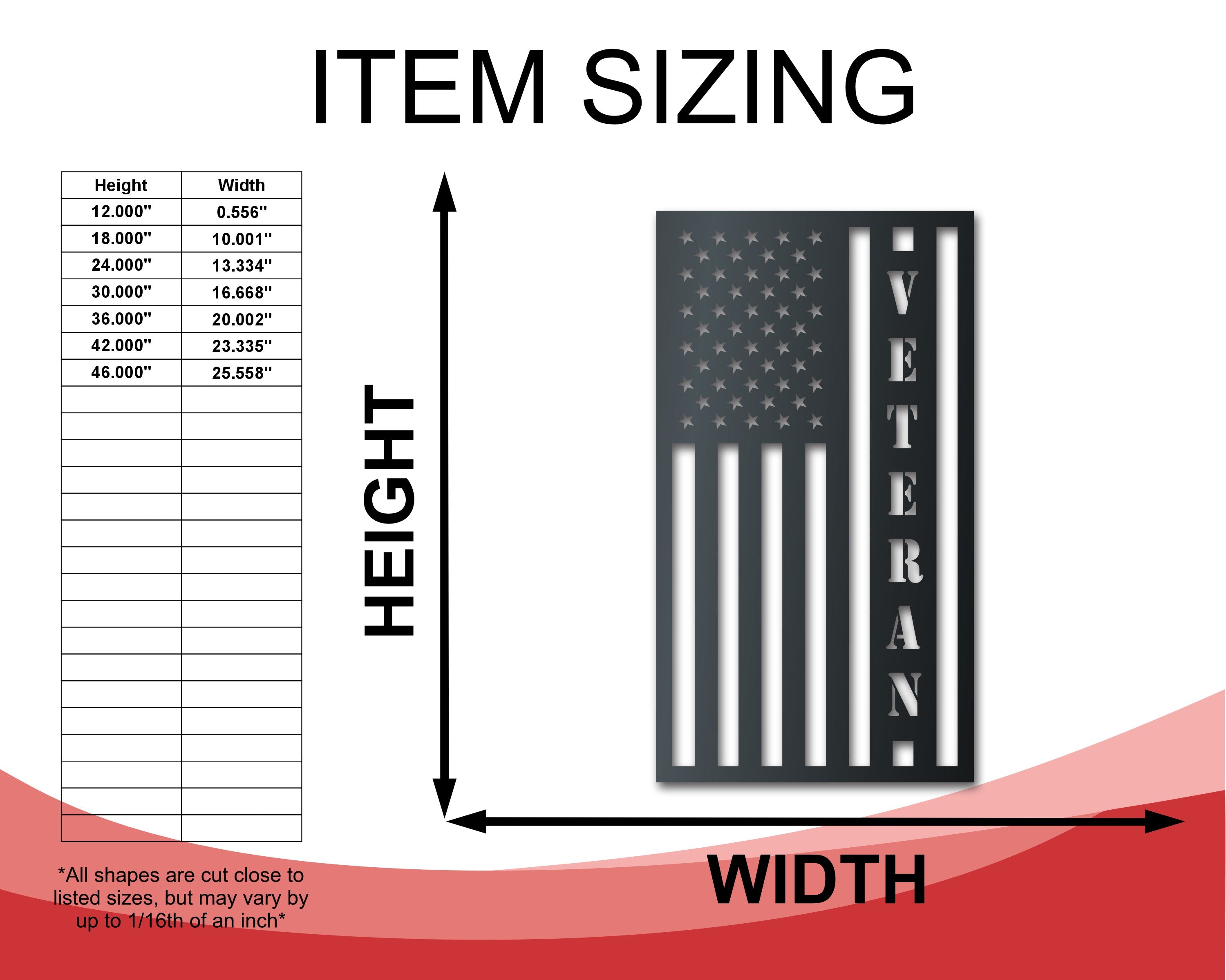 Metal Veteran USA Flag Wall Art | Veterans Patriotic | Indoor Outdoor | Up to 36" | Over 20 Color Options