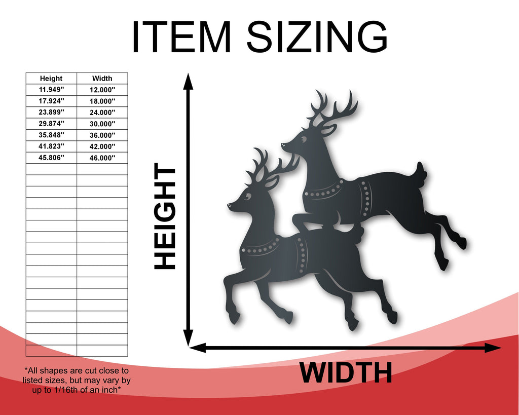 Custom Metal Santa and Reindeer Wall Art | Three Piece Set | Christmas | Indoor Outdoor | Up to 36" | Over 20 Color Options