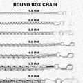 925 Solid Italian Silver Round Box Necklace