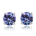 925 Sterling Silver 2.00 Cttw Sapphire Round Cut Studs